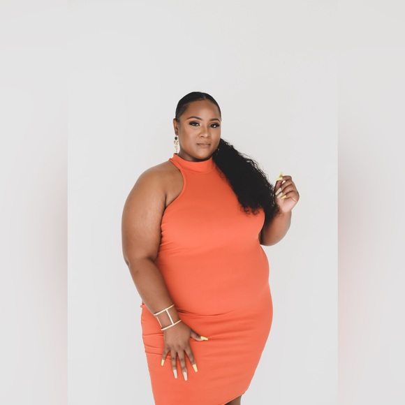 velma orange dress Plus Size Velma Cowl Neck Maxi Dress